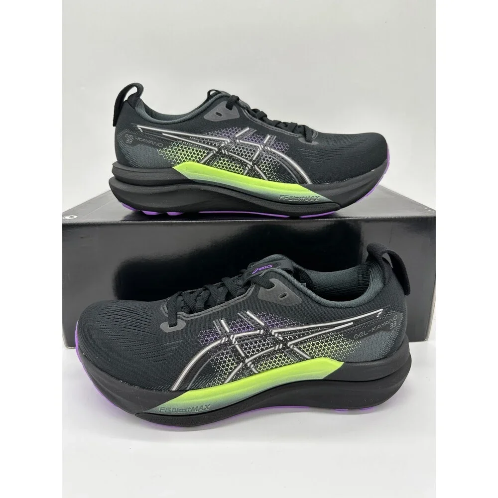 Asics Gel Kayano 33 Sample Pair Women's Size 8 Black Neon Running Shoes 1012B939